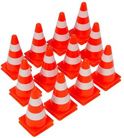 Bramble 24er-Set Pylonen 23 cm Orange-Weiß - Großpackung Sportkegel Verkehrshütchen Markierungskegel - Auch als Spielkegel für Kinder