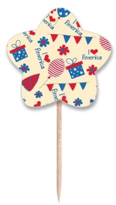 USA Candy Festival Flower Love Heart Zahnstocher Flaggen Sternetikett Cupcake Picks