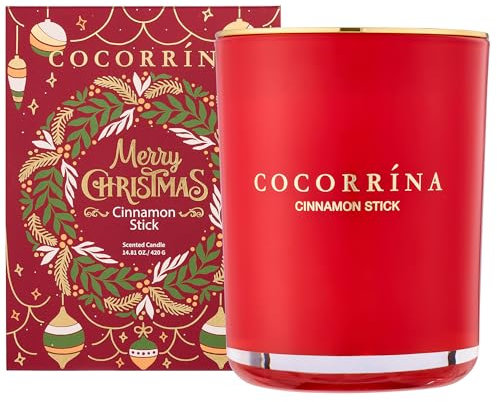 Cocorrína Candle Duftkerze im Glas - Cinnamon Stick, Brenndauer bis zu 46 Stunden mit 2 Dochten, Natürliche Soja-Kerze, Weihnachten Geschenk Kerze, 420g