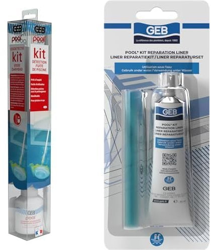 GEB Kit de détection de fuites pour Piscine et Spa et Kit Réparation Liner de Piscine, Spa et jaccuzzi gonflables, bouées, Matelas pneumatiques - Utilisable sous l'eau