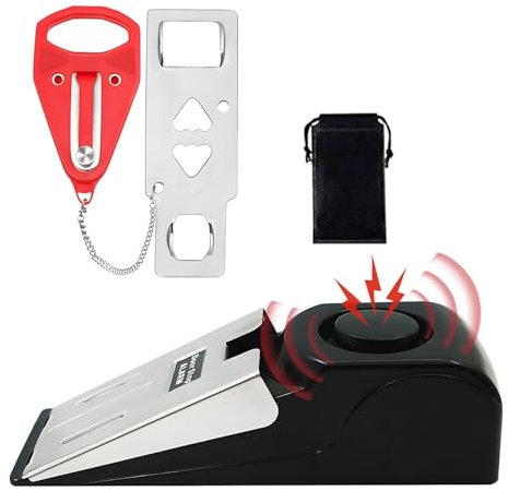 SIGANDG Türstopper Alarm,Tragbares Türschloss, Alarm-Keil mit 120dB Alarm, Einstellbares Doppelschutz-Sicherheitstür-Kit für den persönlichen Schutz von Heimhotels und Reisen