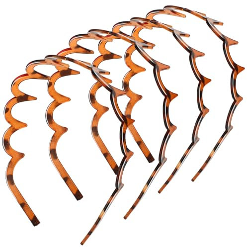 Zickzack Haarreif 4 Stück Haifischzahn Haarkamm Haarband Gewellte Kunststoff Stirnband Make Up Haarreif für Sport Fitness Tägliches für Damen Und Mädchen (Leopard)