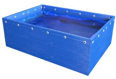Pool Aufstellpool Aus Segeltuch Für Fischteich, Großer Faltbarer Aquakultur-Poolfolienbehälter, Tragbarer Wasserspeichertank Für Die Gartenbewässerung Und Die Koi-Zucht (Color : Blue, Size : 5x4m)