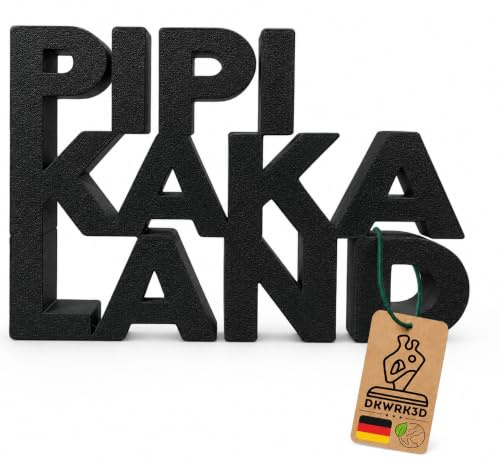 Pipi Kaka Land Schild - Kunststoff Aufsteller Gästebad Deko - Toilette Bad Schriftzug - WC Schild Lustig - Toilettenschild Badezimmer - Gäste WC Bild - Witzige Pippikakka (Schwarz, L)