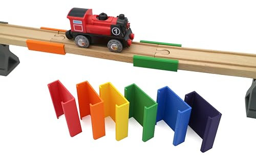 missing piece - Brückenclip für Holzeisenbahnen (6 Stück) (Regenbogen)