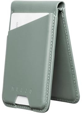 Mujjo Magsafe kompatibler Ledergeldbeutelständer, Green Smoke, Minimalistisch