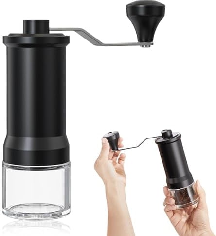 Kisbeibi Manual Coffee Grinder, Stainless Steel Ceramic Burr Hand Coffee Mill, Portable, Adjustable Setting, Espresso Grinder, Home Office Travel Gift