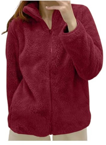 Generico Donna Giacca Invernale Corto Felpa Teddy Cappotto Pile Tinta Unita M