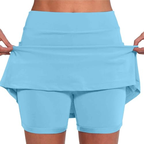 Rock Mit Hose Drunter Kurz 2 In 1 Shorts Rock Farbverlauf Druck Tennis Rock Mit Short Integriert Sportrock Laufrock Running Wandern Laufen Hosenrock Golfrock Tennisrock Damen Mit Hose