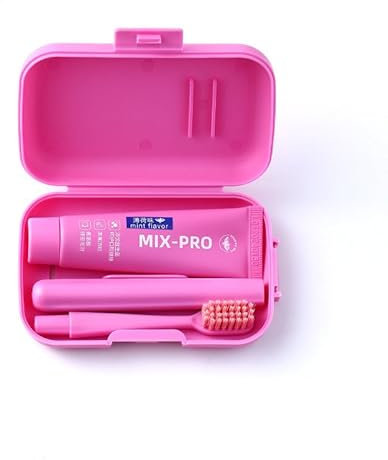 Vonmerie Reiseset–Zahnbürste,reisezahnbürste，Klappbar Reise Set,Travel Toothbrush,Mini Zahnbürste,Für Erwachsene und Kinder geeignet(Rosa)