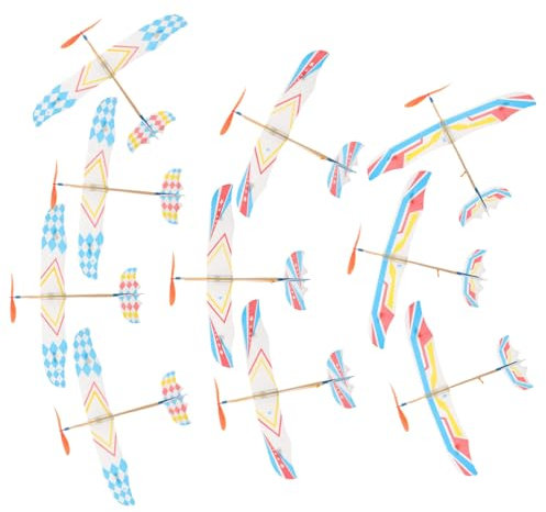 Toyvian 10pcs Rubber Band Powered Airplane Helicopter Flying Glider Spinners Throwing Glider Plane Handmade Plane Kit Airplane Glider Beach Plane Large Plane Air Aircraft Paper