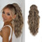 FINE PLUS Ponytail Extension, Claw Clip in Ponytail Hair Extensions Synthetic 18inch Curly Wave Hair Pieces for Women Light Brown with Highlights