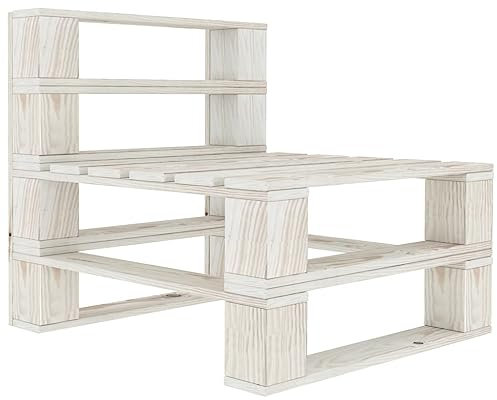 JHQHSM Outdoor-Mittelsofa Paletten, Gartenbank Holz Outdoorbank Sitzbank Outdoor Bank für den Garten Bank im freien Geeignet für Garten Hinterhof Terrasse Holz Weiß