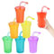 shallyong 6 Piezas Colores Vasos con Tapa y Pajita, Vasos de Plástico con Pajita, Reutilizables Vasos de Plástico, Fiesta Copas de Plastico con Pajita para Fiestas, Barbacoas, Reuniones