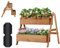 WOLTU Huerto Urbano Vertical de 2 Niveles, Jardineras Exteriores, Huerto Elevado con Estanterías para Verduras, Frutas y Flores, Maceta Madera de Plantas en Escalera, 80x62x68 cm, Marrón