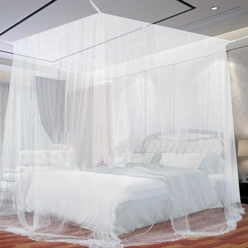 SUODAO Moustiquaire de Lit, 200 x 220 x 210cm Moustiquaire Carrée Universelle, Maille Fine et Durable Moustiquaire Lit Double moustiquaire de Voyage pour Lits Simples Doubles Accueil Voyage Camping