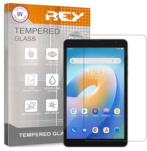 REY Protector de Pantalla para Tablet BLACKVIEW Tab 50 WiFi 8, Cristal con Doble Protección UV, Vidrio Templado Premium 9H+