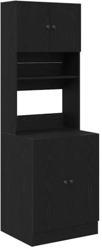 vidaXL Küchenbuffet Schwarz Eichen-Optik 60 x 50 x 180 cm | Platz für all deine Sachen, Der coole schwarze Eichenlook bringt frischen Wind ins Zimmer, Mit der festen Wandmontage sparst