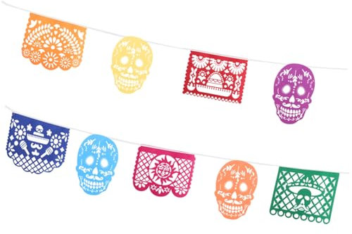 HOOTNEE 1 Satz Mexikanisches Bunting für Tag der Toten aus Hochwertigem Filz Kreative Deko für Garten Terrasse und Innenräume für Fiesta Feiern und Besondere Anlässe