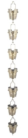 Yechiry Catena di Pioggia Sospesa in Bronzo Antico Regolabile 7,8 Piedi, Caratteristica dell'Acqua Verticale Decorativa per Grondaie con Facile Installazione Senza Strumenti per Giardini, Patio,