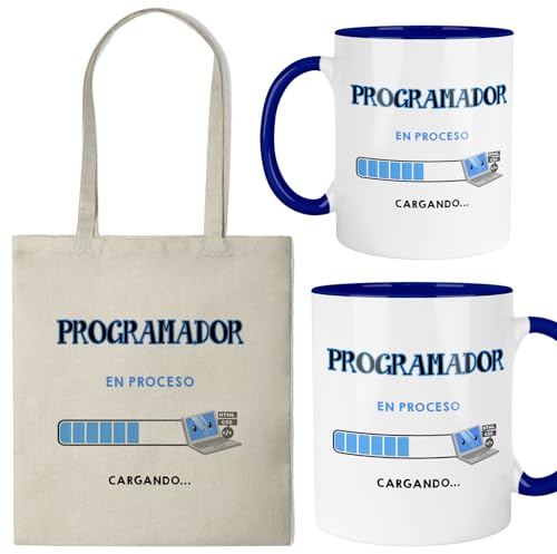Kembilove® Taza + Bolsa Programador | Regalo Original para Programador Hombre o Mujer | Set para Programadores, Desarrolladores e Informáticos | Idea Geek y Friki de Programación