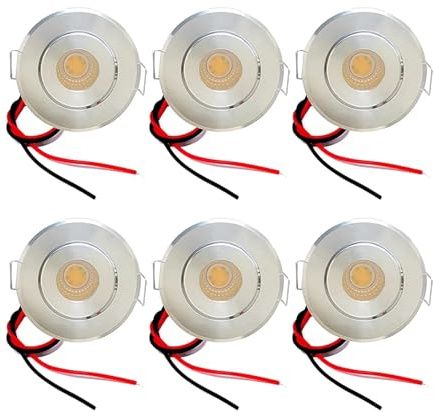eufeifeiegds 6x 100V 120V 230V Mini COB LED Deckenleuchte 3W Vitrine Schrankbeleuchtung Spot Licht Ausschnittloch 40-45mm(Silver Finish,WHITE 6000K_AC 85-265V)