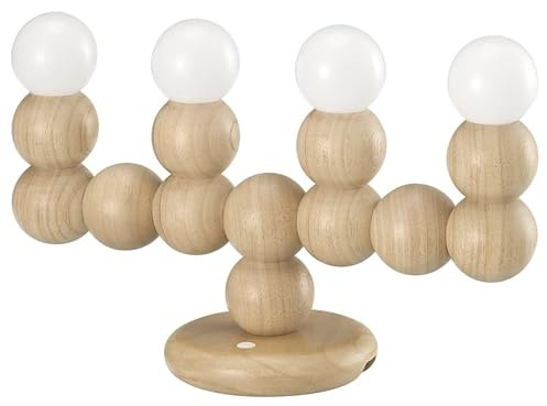 LED Candelabra Wooden – Battery Operated Christmas & Xmas Candle Bridge Light for Window, Table & Festive Home Decoration