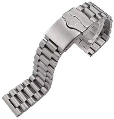 ROUHO Edelstahl Herren Uhrenarmband Verstellbare Faltschließe Kette Metall Uhr Armband für Tag Heuer Carrera Aquaracer 3000 Monaco