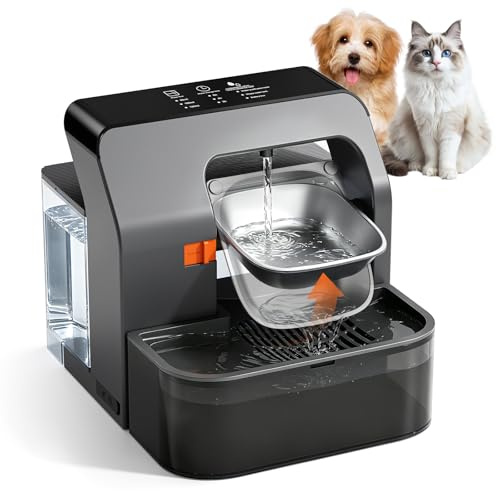 Fuente para Gatos inalámbrica con Plato Giratorio programable, depósito de Agua 3.2 L, batería de 180 días - separación de Agua Fresca y usada, Bebedero para Gato con batería de 2200 mAh, sin BPA