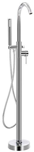 Mokuyary - Grifo de bañera con pie (acero inoxidable, 118,5 cm)