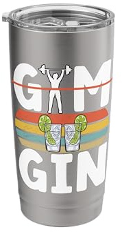 Gym Gin Retro Inspired Alcohol Drinking Fitness Bartender Stainless Steel Insulated Tumbler