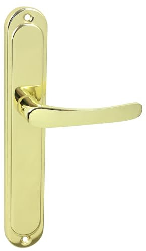 domino Türgriff Blind Drückergarnitur Langschildgarnitur Türklinke für Zimmertür, Bürotür, Kellertür & Innentür L-Form Türbeschläge aus Aluminium Gold Türdrückergarnitur NOVA 1