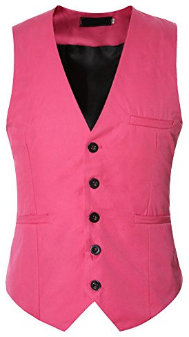 Homme Gilet Costume Veste Slim Fit sans Manches Business Mariage Veste Pink XL