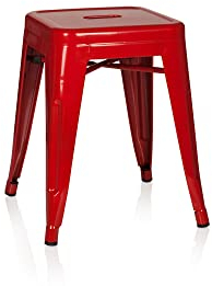 HJH Office 645001 Sgabello Metallo Basso VANTAGGIO Panchetti Impilabili, Sgabelli Bar Industriali, Carico Max 150 kg, Rosso