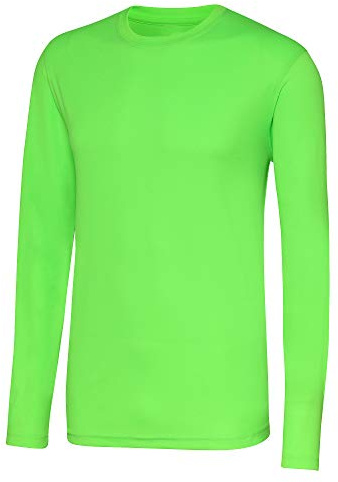 JUST COOL AWDis Mens Long Sleeve Sports Performance T-Shirt Electric Green XL