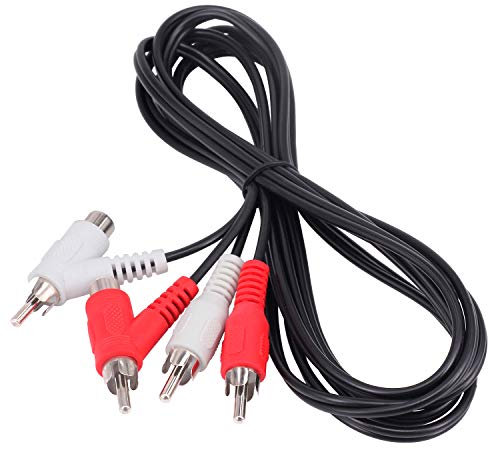 Yeworth RCA Audio Piggyback Extender Cable, 6Ft 2 RCA Male to 2 RCA Male + RCA Female Piggyback Extension Audio Video AV Adapter Cord
