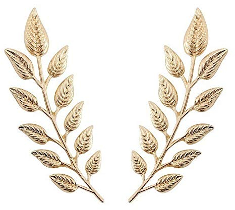 2 Broches Bijou de col Feuilles Acier doré, Chic.