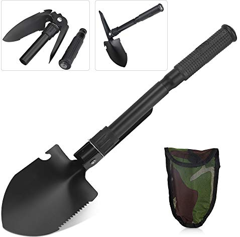 Pala Plegable,Mini Plegable Militar Pala Pala con Brújula para Campar,Hacer Excursionismo,Jardinería