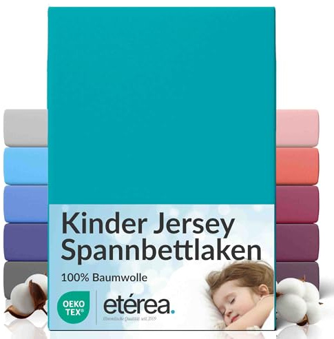 etérea Jersey Spannbettlaken 60x120-70x140 cm Ocean bis 25cm Höhe Bettlaken | 100% Baumwolle Jersey Spannbetttuch · Rundumgummizug bis 25 cm Steghöhe · bügelfrei & pflegeleicht · OEKO-TEX Made in Green