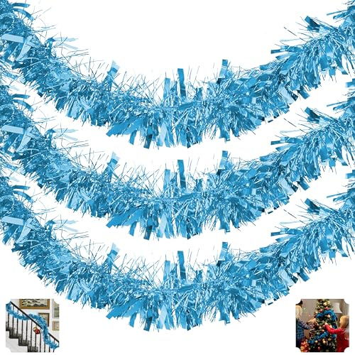 HOVUK® Lametta-Girlande, dick, dünn, 2 m, 3 Stück