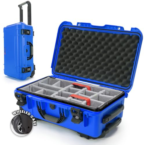 NANUK 935 Hard Case for Camera & Lenses with Padded Divider – Waterproof Equipment Case with Wheels, 22” x 14” x 9” – Dustproof, Impact Resistant, Carry-On Approved for Most Airlines – Blue