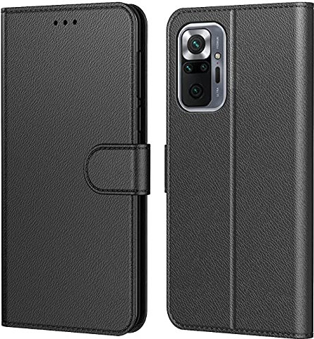 Tenphone Coque pour Xiaomi Redmi Note 10 Pro, Etui Protection Housse Premium en Cuir PU,Pochette Fermeture Magnétique,Flip Case Compatible avec Redmi Note 10 Pro (Book Noir)