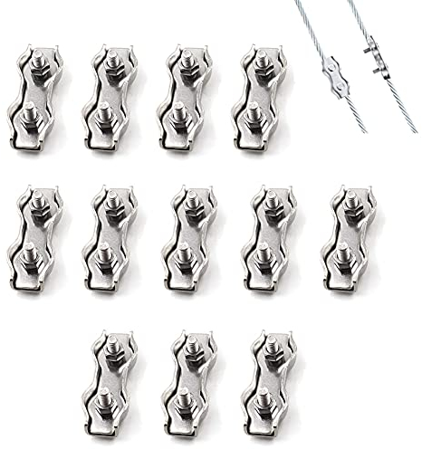 12 Stück Stahldrahtseil Doppelklemme M3, Edelstahlkabelklemme Stecker Bremskabel Befestigungsklemme, Verwendet Für 2mm Stahldrahtseil