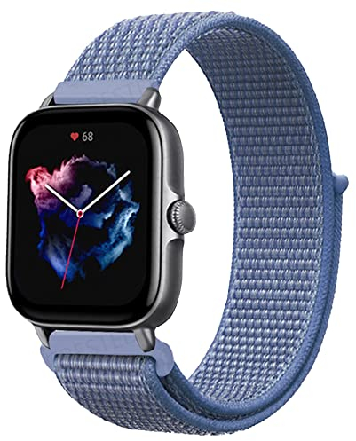 Niboow 20mm Armband für Amazfit GTS 4/GTS 4 Mini/GTS 3/GTS 2 Mini/GTS 2e/GTS 2/GTR Mini/GTR 42mm, Nylon Weich Armbänder Uhrenarmband für Amazfit Bip 3 Pro/Bip 3/Bip S/Bip Lite/Bip U Pro-Blau