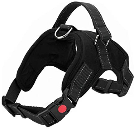 FYY Dog Harness No Pull, Breathable Adjustable Pet Vest, Reflective Oxford Easy Control Dog Harness with Sturdy Handle for Small Medium Large Dogs L-Black