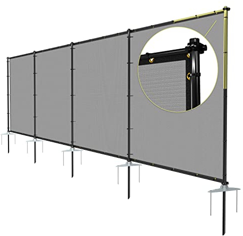 TANG Sichtschutzzaun für den Außenbereich, für Pools, Deck, Hundezaun mit Stangen auf Beton, Deck, Sicherheitszaun, Braun, 1,8 x 9,1 cm