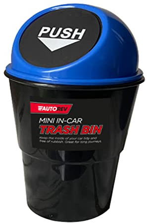 Goodhome Tech Island Car Bin, Car Accessories, Small Bin, Trash Bin Mini Garbage Storage Bin, Car Universal Organizer, Waterproof, Road Trip Gift (Blue)