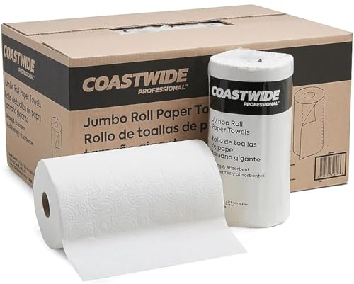 Coastwide Jumbo - Rollo de papel de 2 capas (250 hojas/rollo, 12 rollos/cartón (Cw21806)