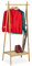 Relaxdays Kleiderständer Bambus, klappbar, Kleiderstange mit Ablage, 4 Haken, HBT: 160 x 74 x 42 cm, freistehend, natur