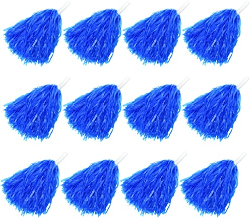 Faxco Kunststoff-Pompons, Cheerleading-Pompons, Sport, Tanz, Kunststoff-Pompons für Fans, Cheering Squad, Cheering Team, (Blau 2#), 12 Stück